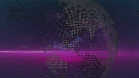 animación del procesamiento de datos con globo sobre el espacio.