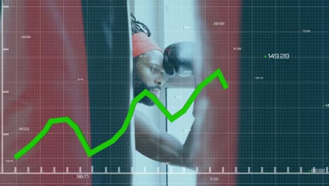 Gráfico-Verde-En-Movimiento-Y-Procesamiento-De-Datos-Contra-El-Boxeador-Masculino-Descansando