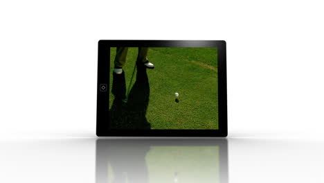 pantallas de dispositivos multimedia que muestran golf