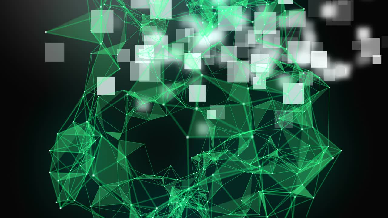 스로모션에서 반이는 삼각형과 함께 미래의 플렉서스 애니메이션, 4096x2304 루프 4k