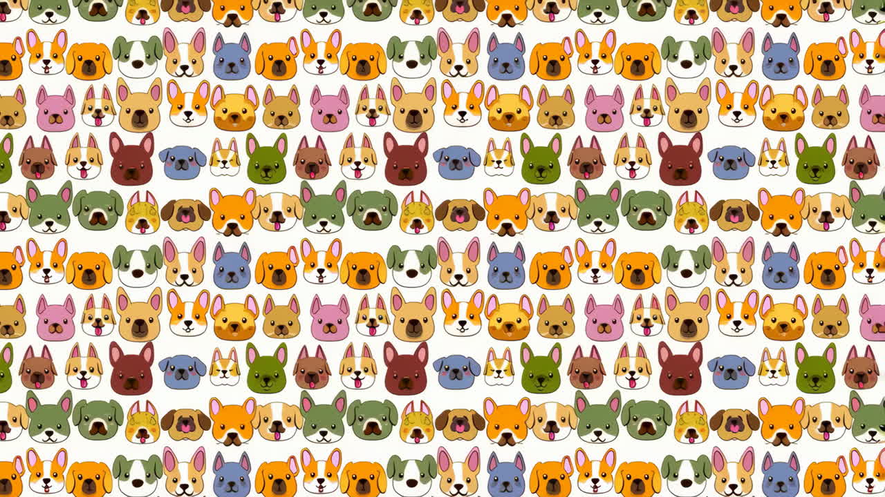 Seamless Pattern of Cute Cartoon Dog Faces