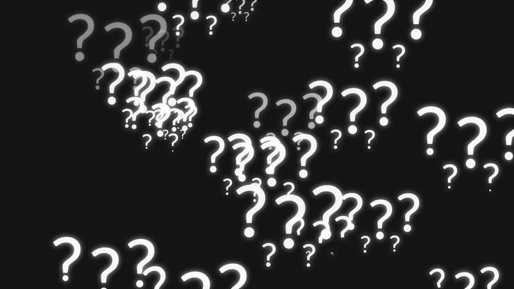 White Question Marks Appearing and Floating on Black Background