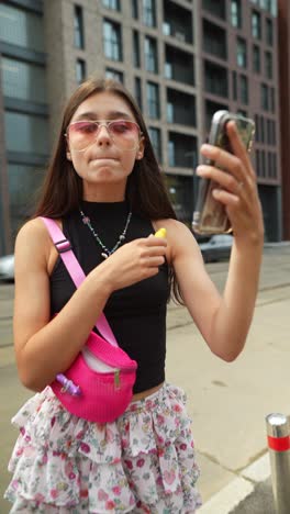 teenage girl in trendy urban outfit