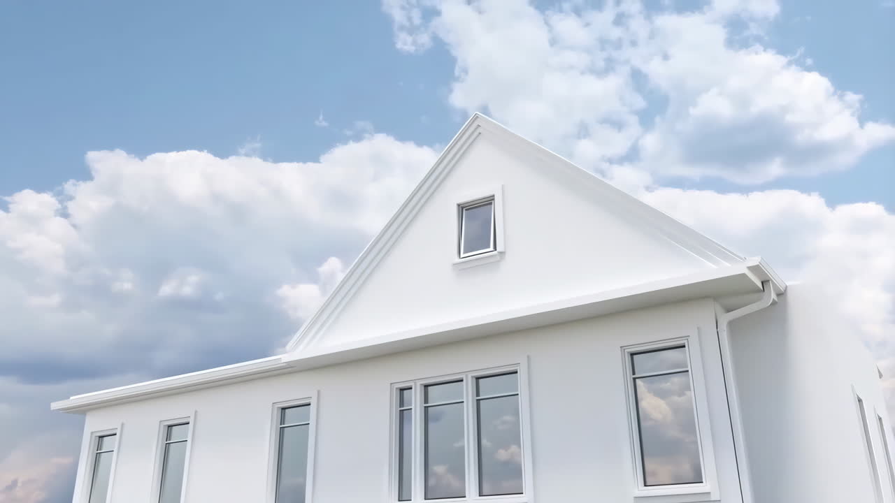 Modern White House Exterior Against Blue Sky