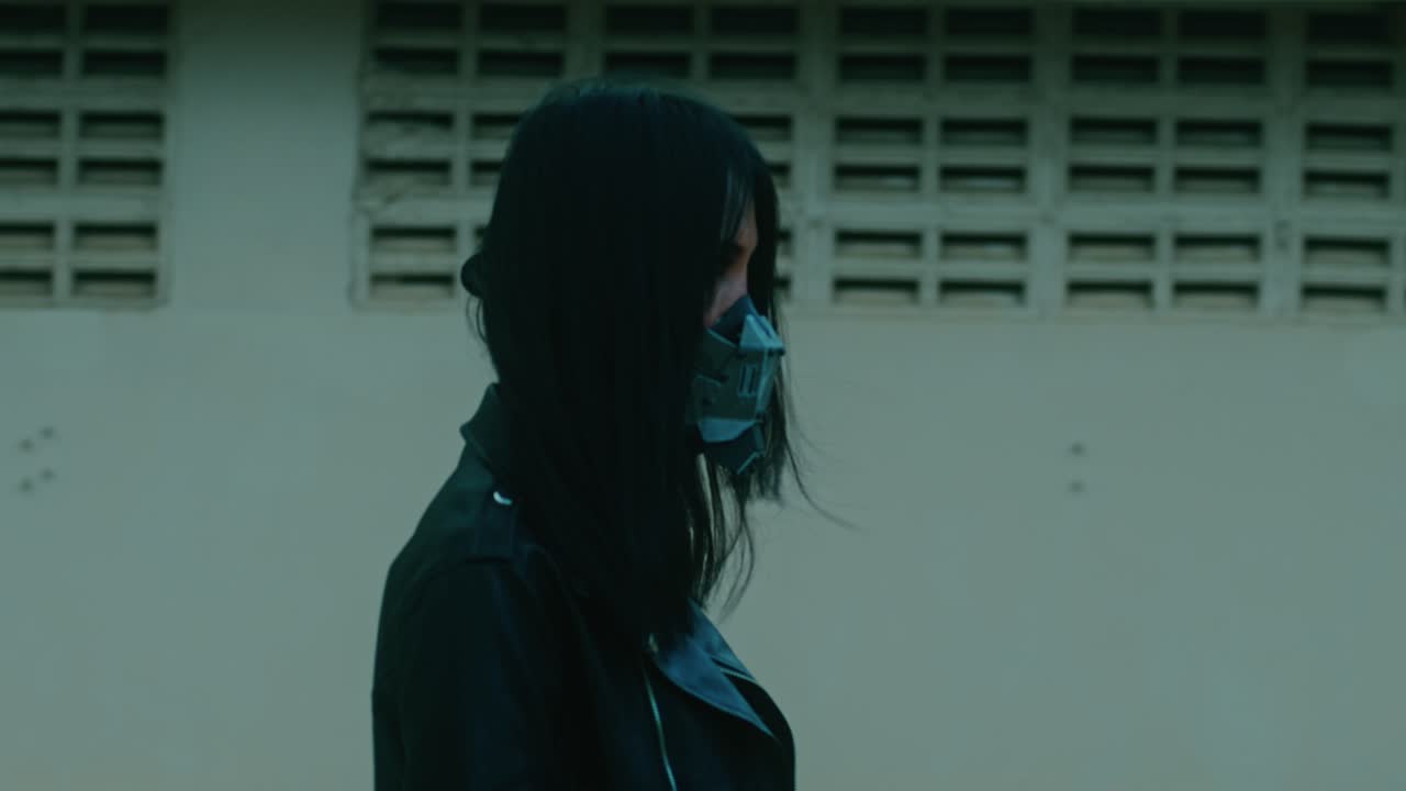 Woman in Cyberpunk Style Mask