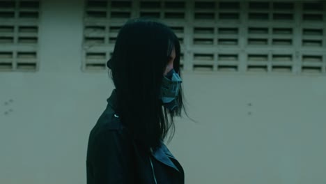 woman in cyberpunk style mask
