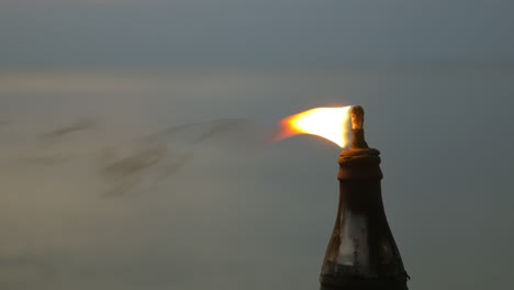 tiki torch flame in twilight