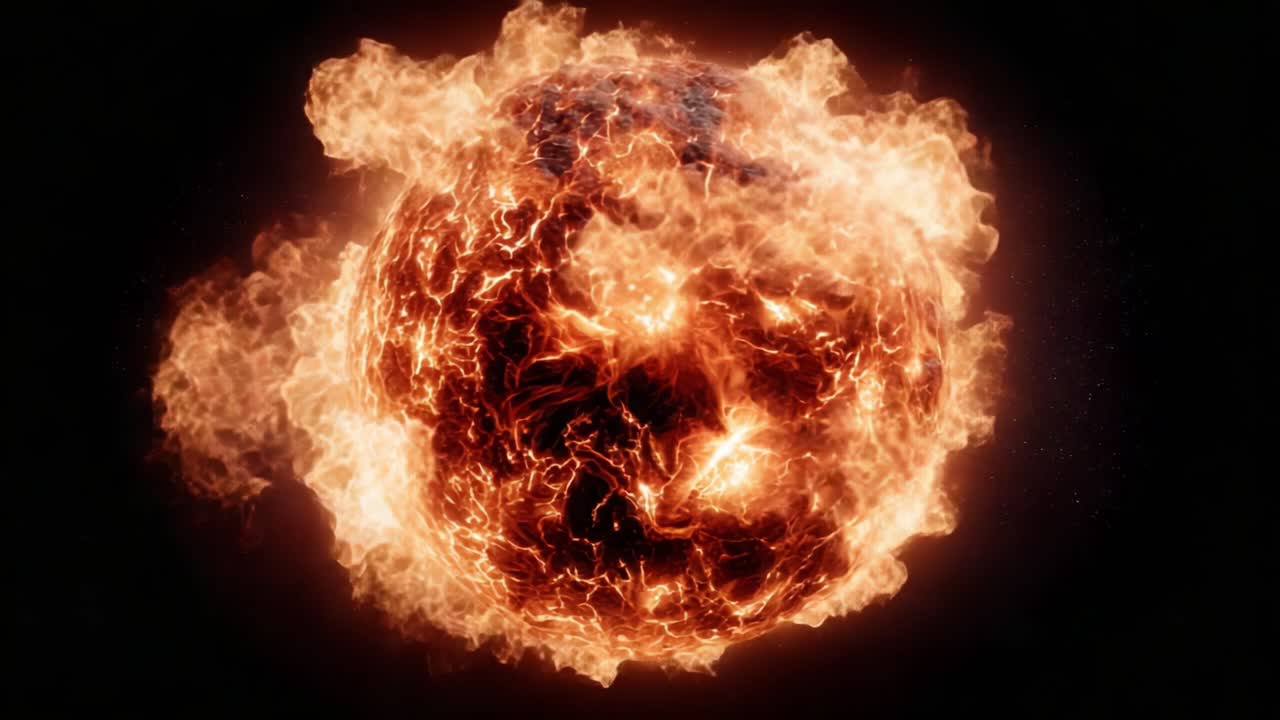 Stunning Visualization of a Fiery Celestial Body, Capturing the Intense Energy and Dynamic Flames of a Distinctive Star in Two Dramatic Frames