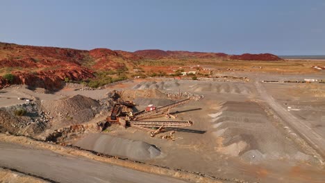 aerial view of karratha mining site in western australia - drone shot