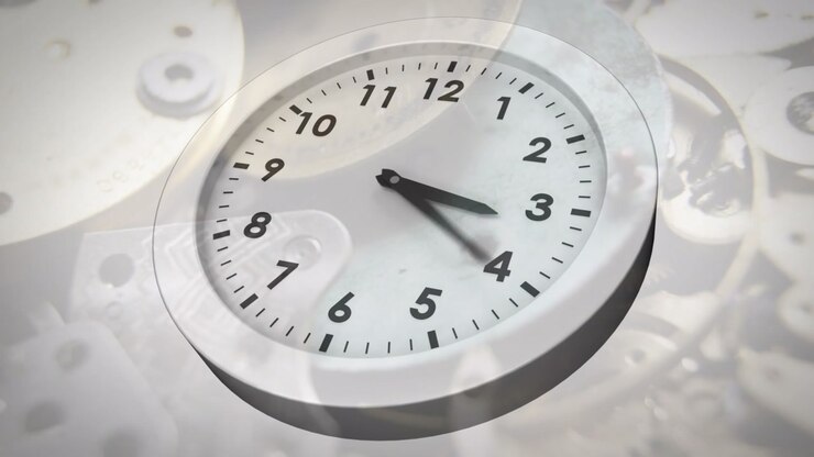 Animation of clock moving over clock mechanism