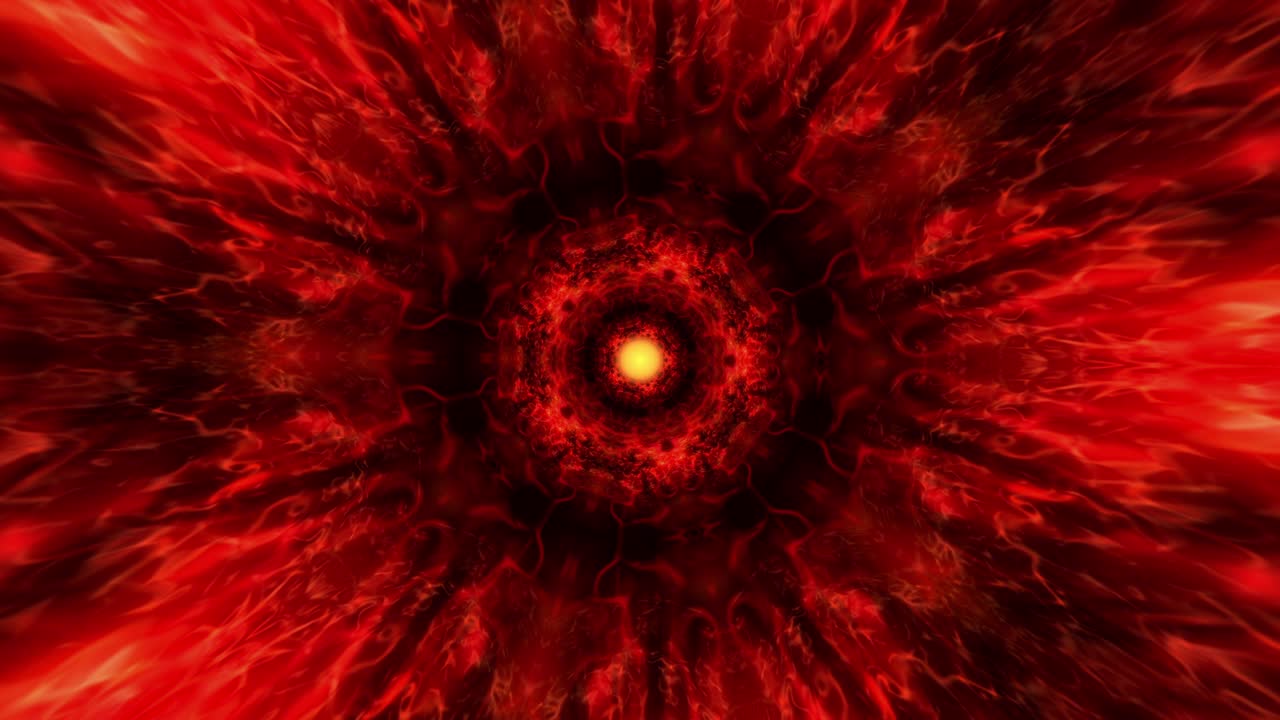 4k 추상적인 반이는 만달라 루프: 추상적이고 반이는 맨달라 또는 트 노트 배경의 애니메이션; 사이버 공간 추상화 유기적 움직임; 추상적인 칼레도스코프 장식 패턴 움직임.