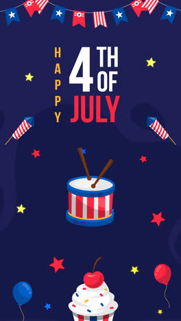 motion graphic of flat background for american 4th of july celebration