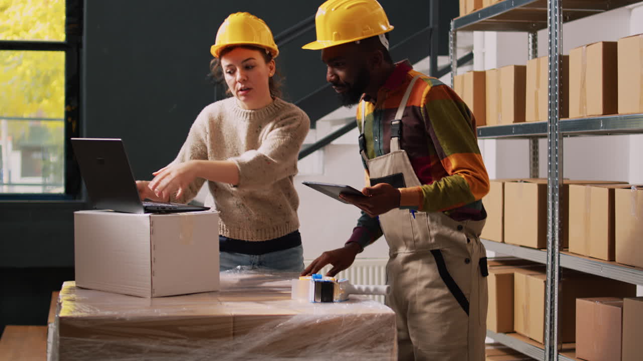 trabajadores de almacén que preparan paquetes para su envío