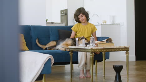 Girl-and-dog-at-home