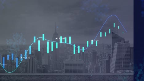 Animation-Von-Finanzdiagrammen-über-Dem-Stadtbild