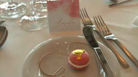 wedding desert dinner plate with beautiful gold and pink design