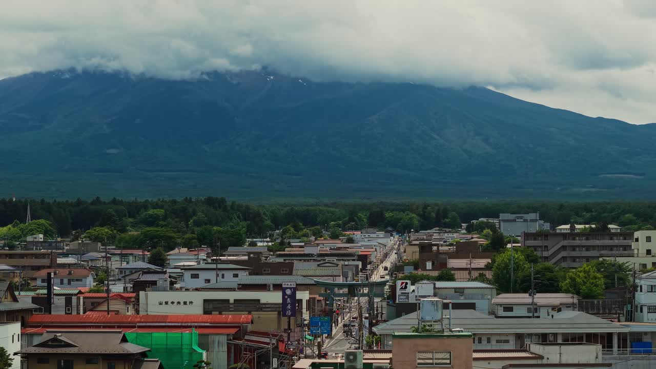 Mount Fuji View from a Japanese Town