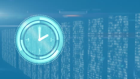 animation of clock with data and computer processors