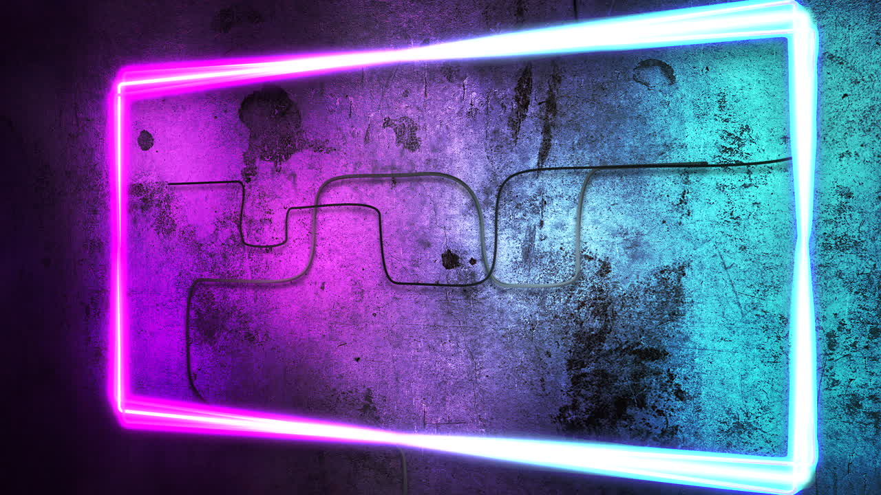 Motion colorful neon lights on wall with abstract background