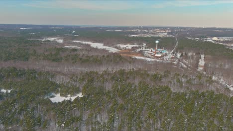 view of sewage treatment plant in winter season with sewage farm ecological environmental pollution