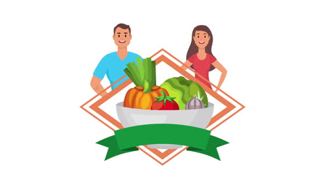 couple with vegan food healthy life style