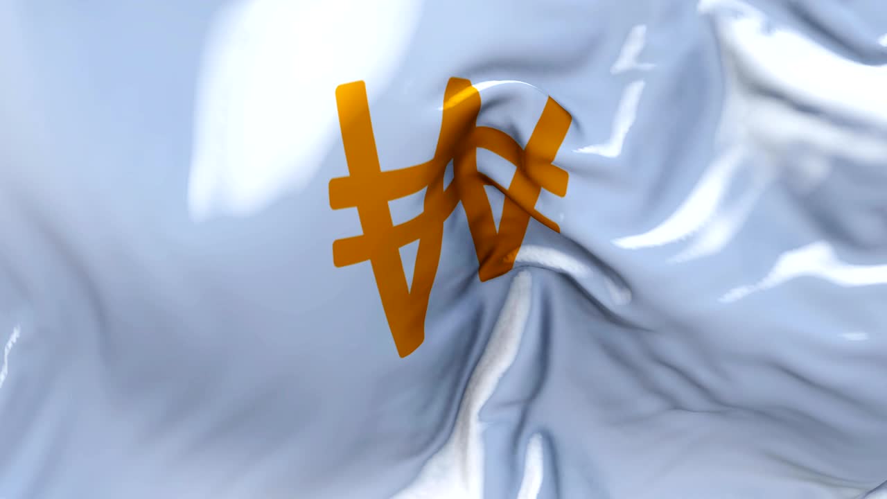 corea del norte ganó la bandera ondeando en el viento animación en cámara lenta. 4k textura de tela realista bandera soplando suavemente en un día de viento fondo de bucle continuo sin costuras.