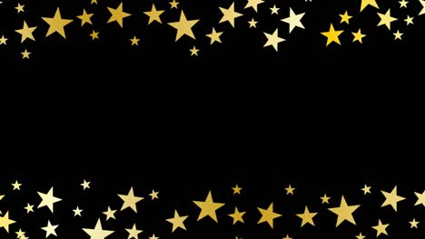 christmas 2d animation with copy space for your text. golden stars on black background