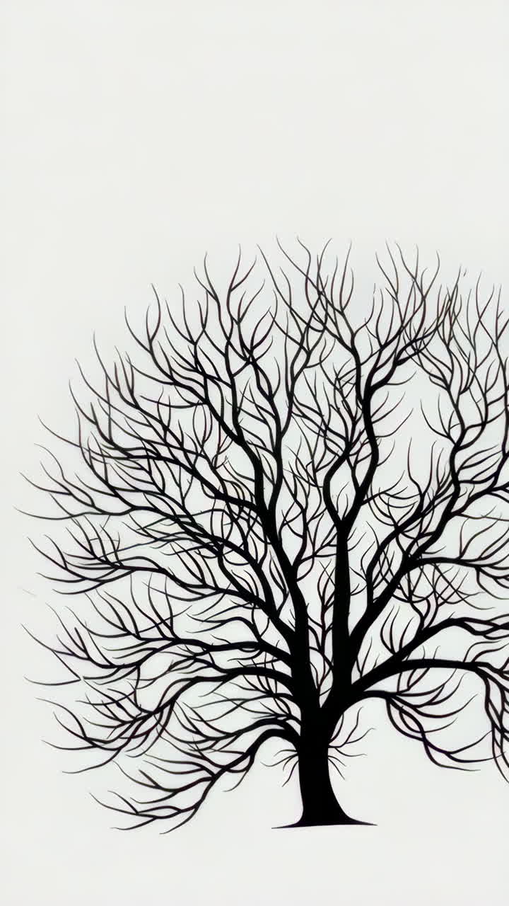 Bare Tree Silhouette Against White Background
