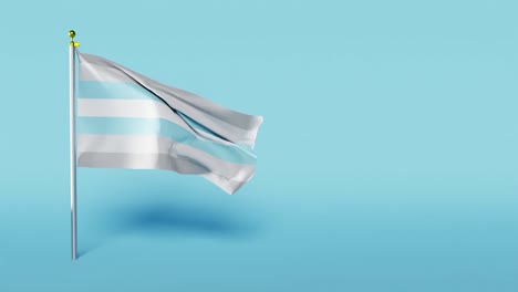 una bandera de orgullo de demiboy ondea contra un fondo azul