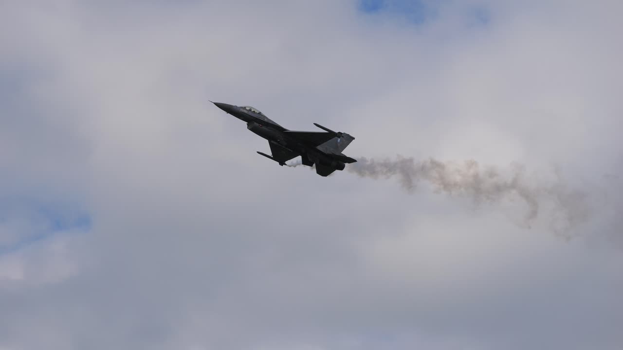 FA 18 fighter aircraft flies through the air in slow motion. Close-up. Made at Airpower 2024