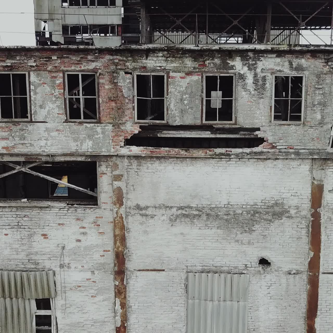 Destroyed factory after the bombing of the city of Donetsk Ukraine