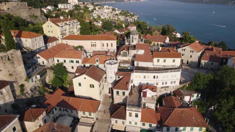 herceg novi town in montenegro, aerial view of nikola djurkovic square, day