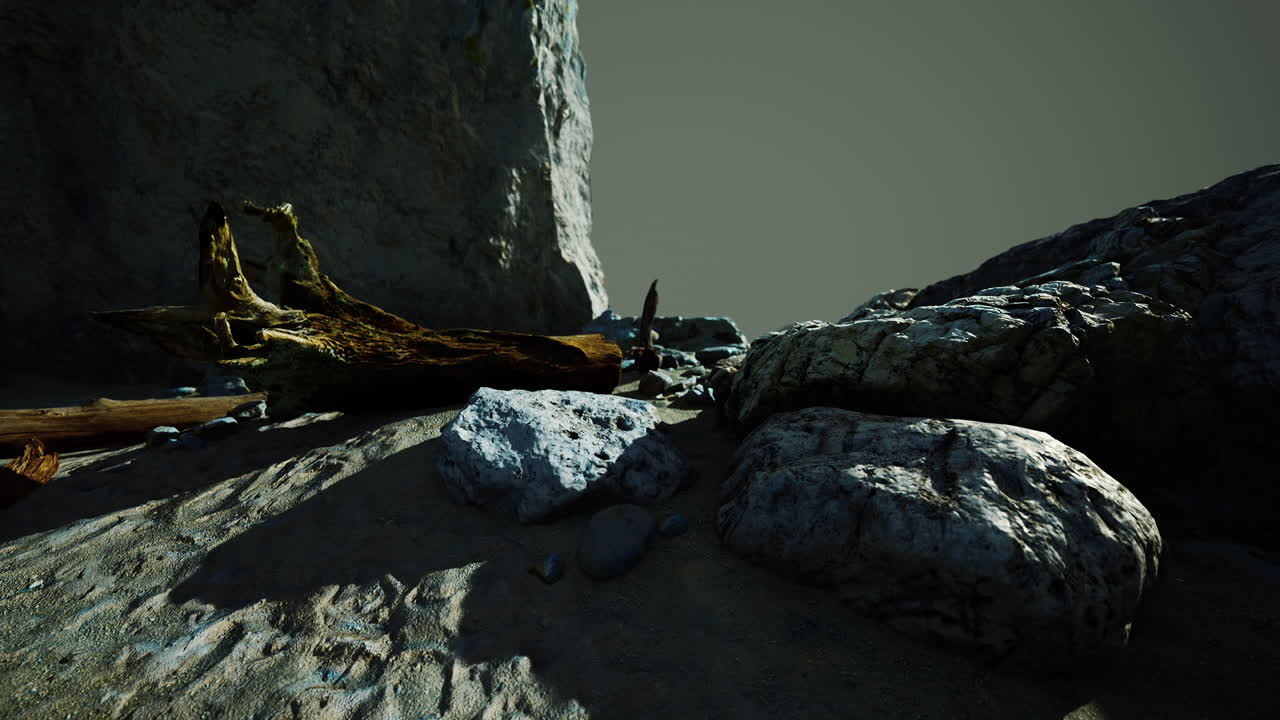 hiperlapso de playa desierta y acantilado rocoso