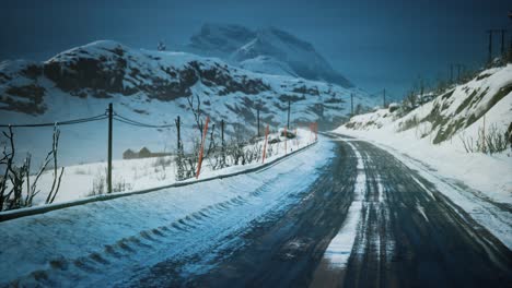 winter road on lofoten islands
