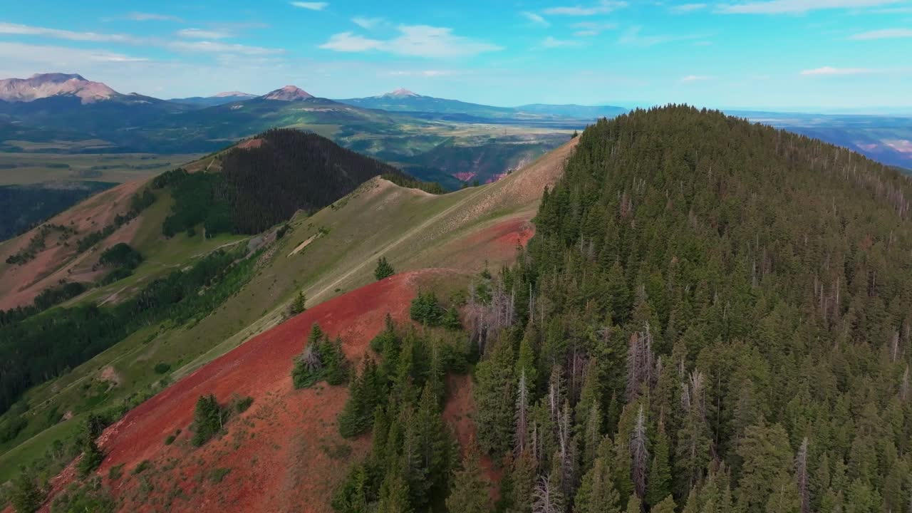 Summer Mount Sneffels Last Dollar Road Wilderness Ridgeway Telluride Colorado aerial drone Uncompahgre Forest Aspen Trees grove landscape vista ranch and San Juan Rocky Mountains Range circle right
