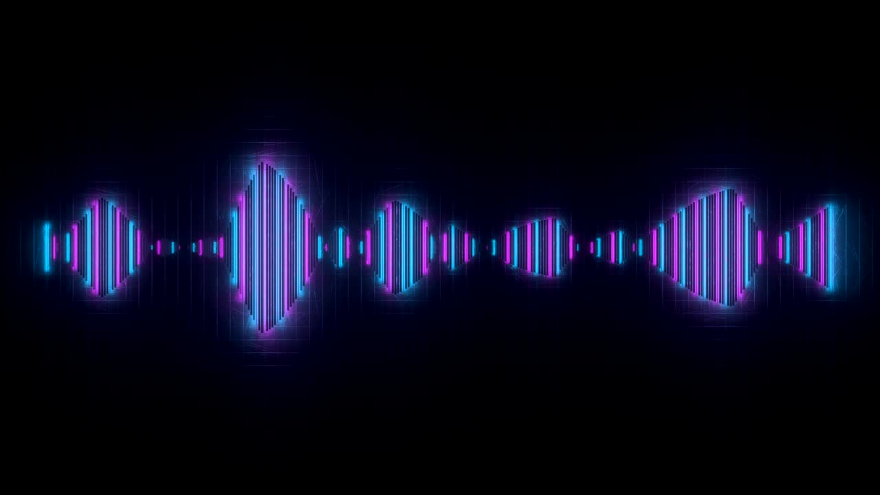 Audio waveform equalizer neon color 3D render seamless loop animation