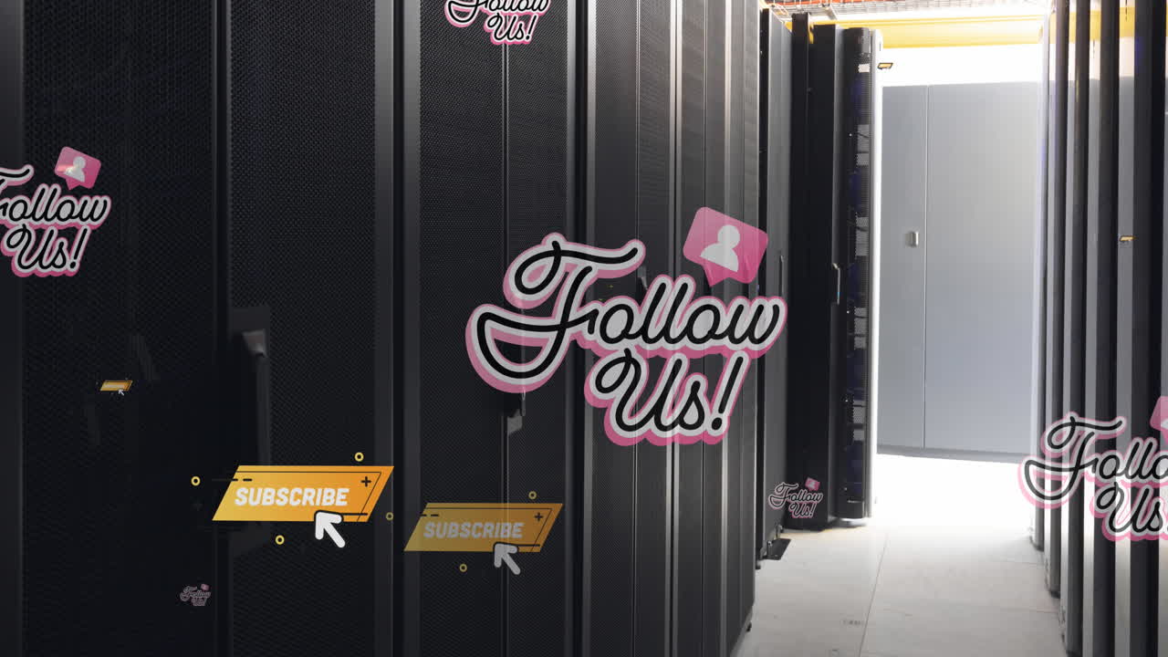 animación de los iconos de notificación en los racks de los servidores de datos