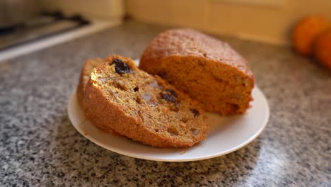 slices of freshly baked carrot cake in a plate