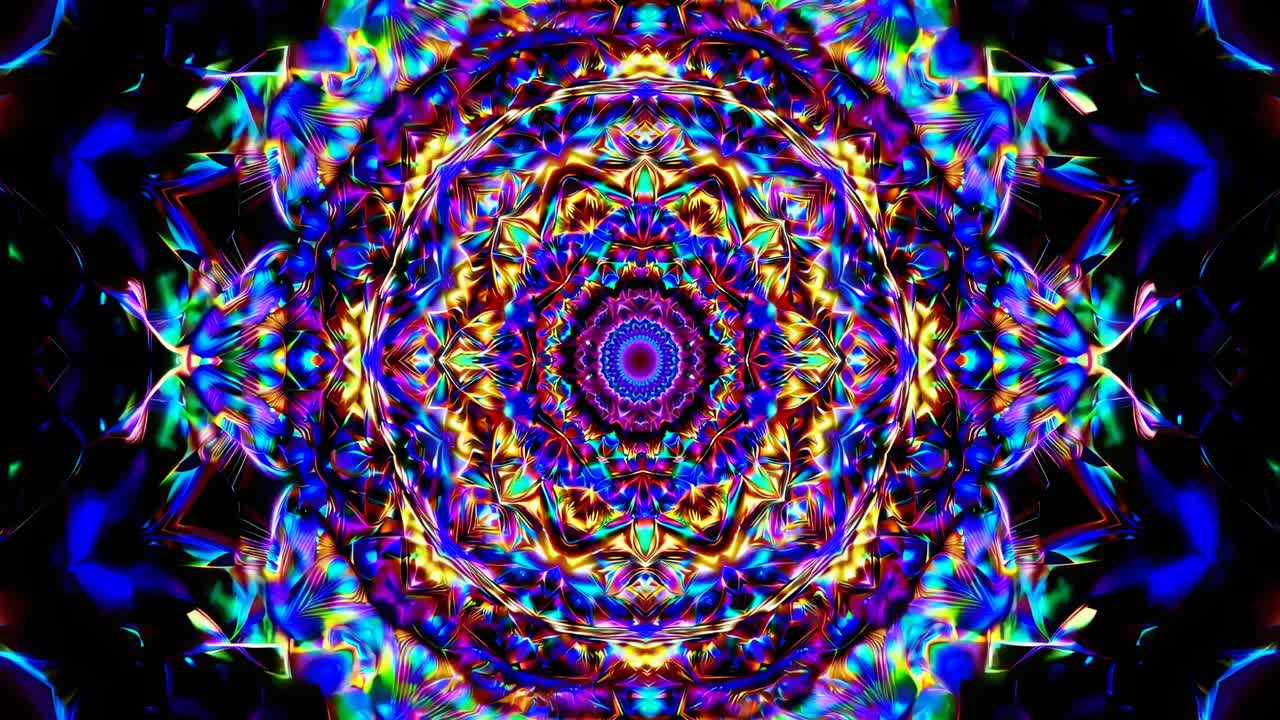 Motivo caleidoscopico ipnotico con colori cangianti vivaci