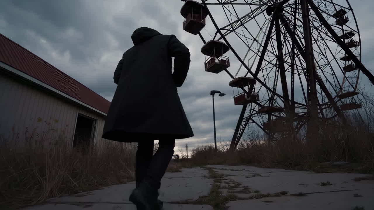 Abandoned Ferris Wheel at a Deserted Amusement Park