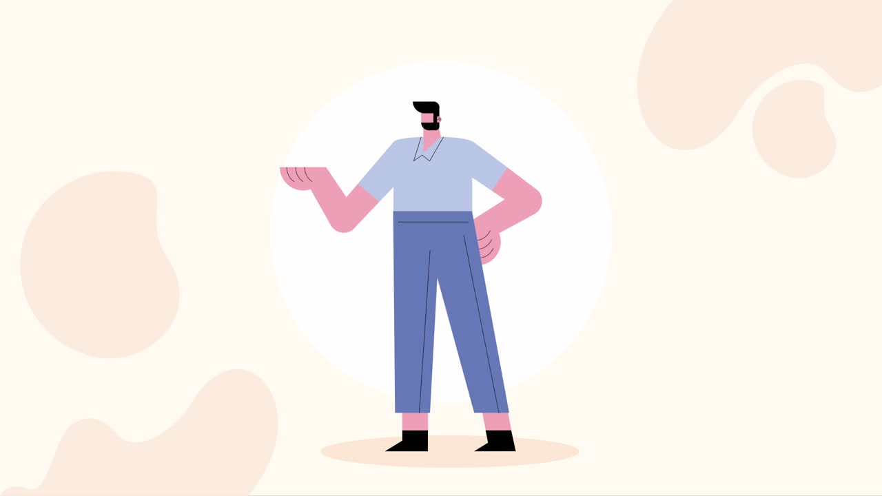 젊은이가 서있는 캐릭터 애니메이션