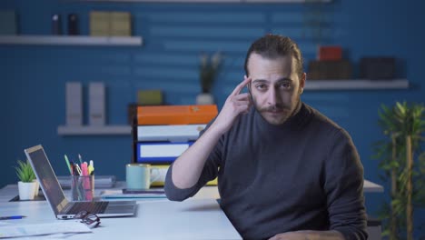 portrait of businessman using his mind and intelligence.