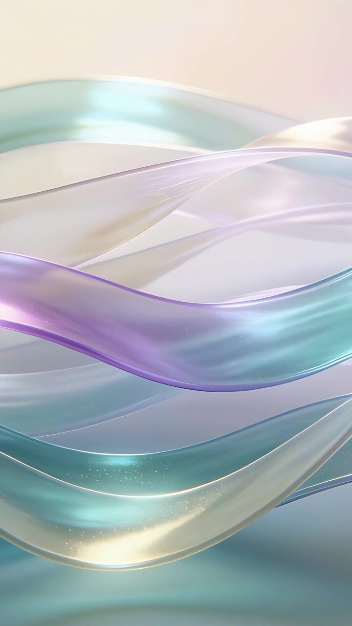 Vertical video: Shifting light, sheer ribbons sliding over pastel backdrop, showing pearly flecks
