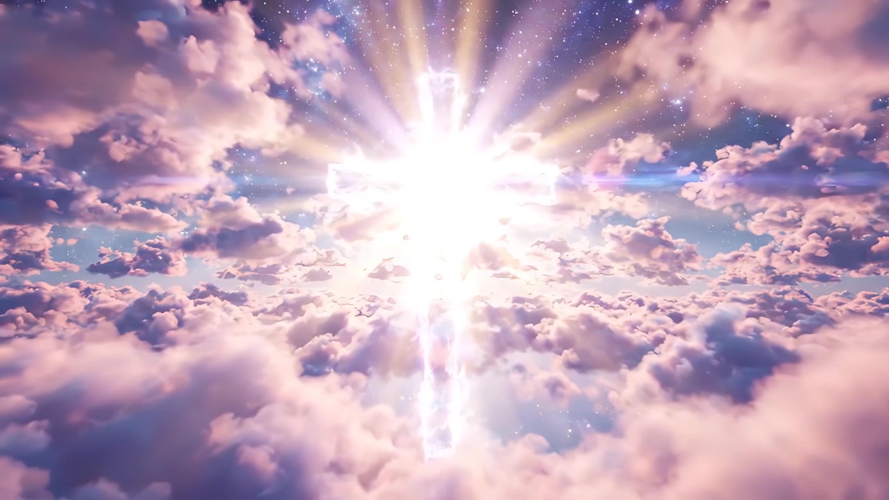 Sfondo per Adorazione 4K: Croce Cristiana e Luce Celeste