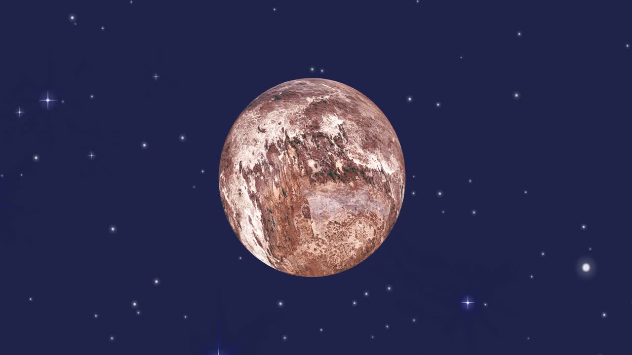 animación del universo con el planeta marte y las estrellas en el cielo azul