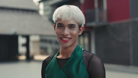 portrait of a smiling transgender person