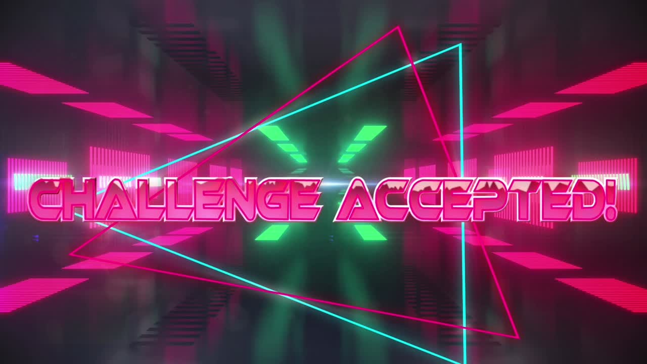 움직이는 디지털 터널을 통해 도전 받아들여진 텍스트의 애니메이션