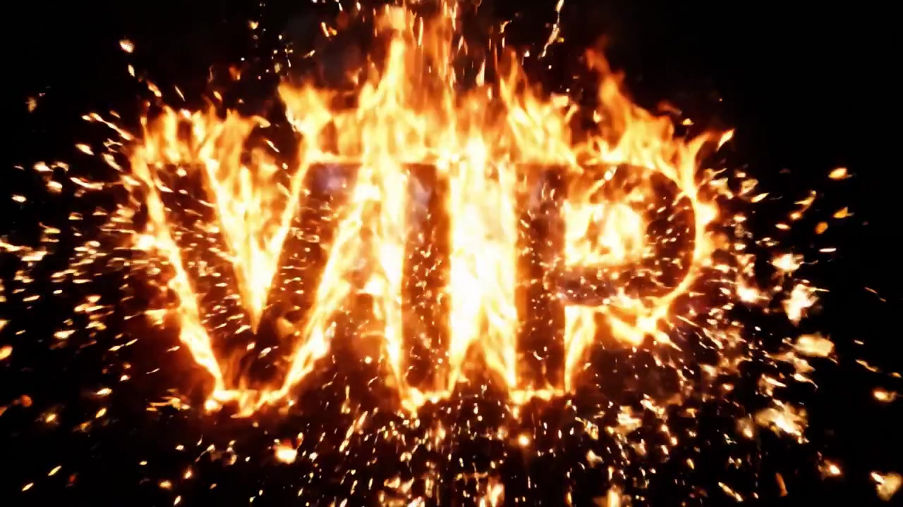 A dazzling display of fiery artistry, showcasing the bold letters 'VIP' engulfed in vibrant flames, capturing attention with its breathtaking glow and captivating energy.