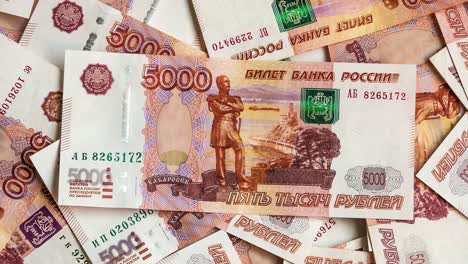 russian five thousand money background, russian currency banknotes