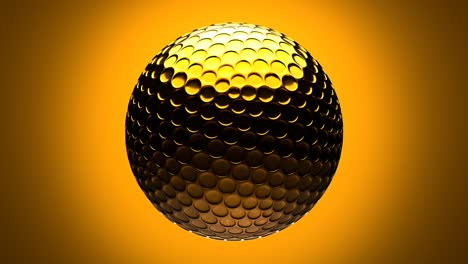 gold golf ball isolated on beige background.